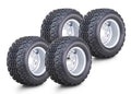 Set of 4 Golf Cart Tire Assembly 20X10-10 w/4x4" PCD ET-15.5 Silver Wheel-14030