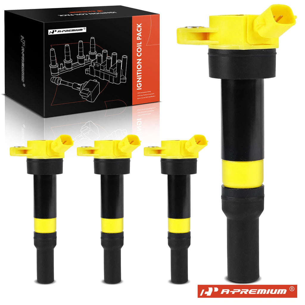 Set of 4 Yellow Ignition Coils for Hyundai Elantra Tucson Kia Soul Forte Rondo