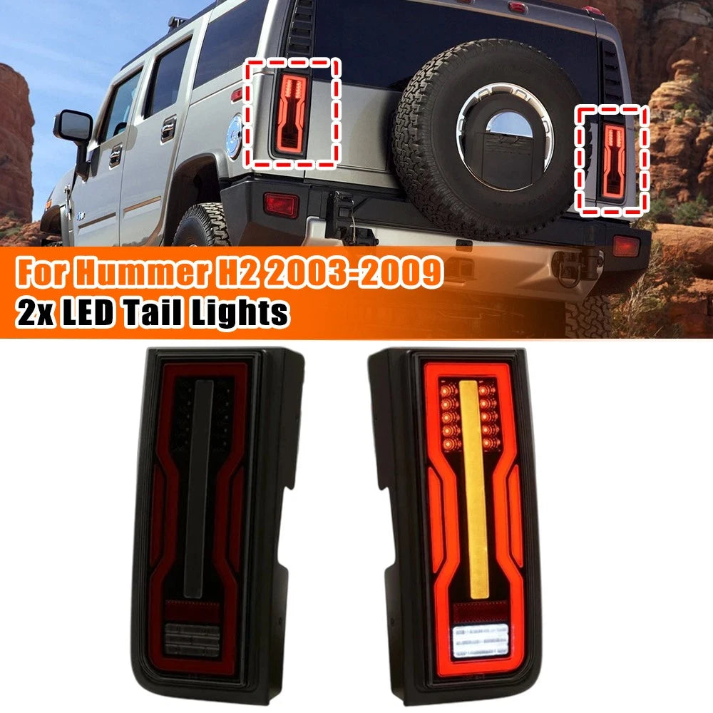 2X Smoke LED Tail Brake Turn Signal Lights for Hummer H2 (2003–2009)