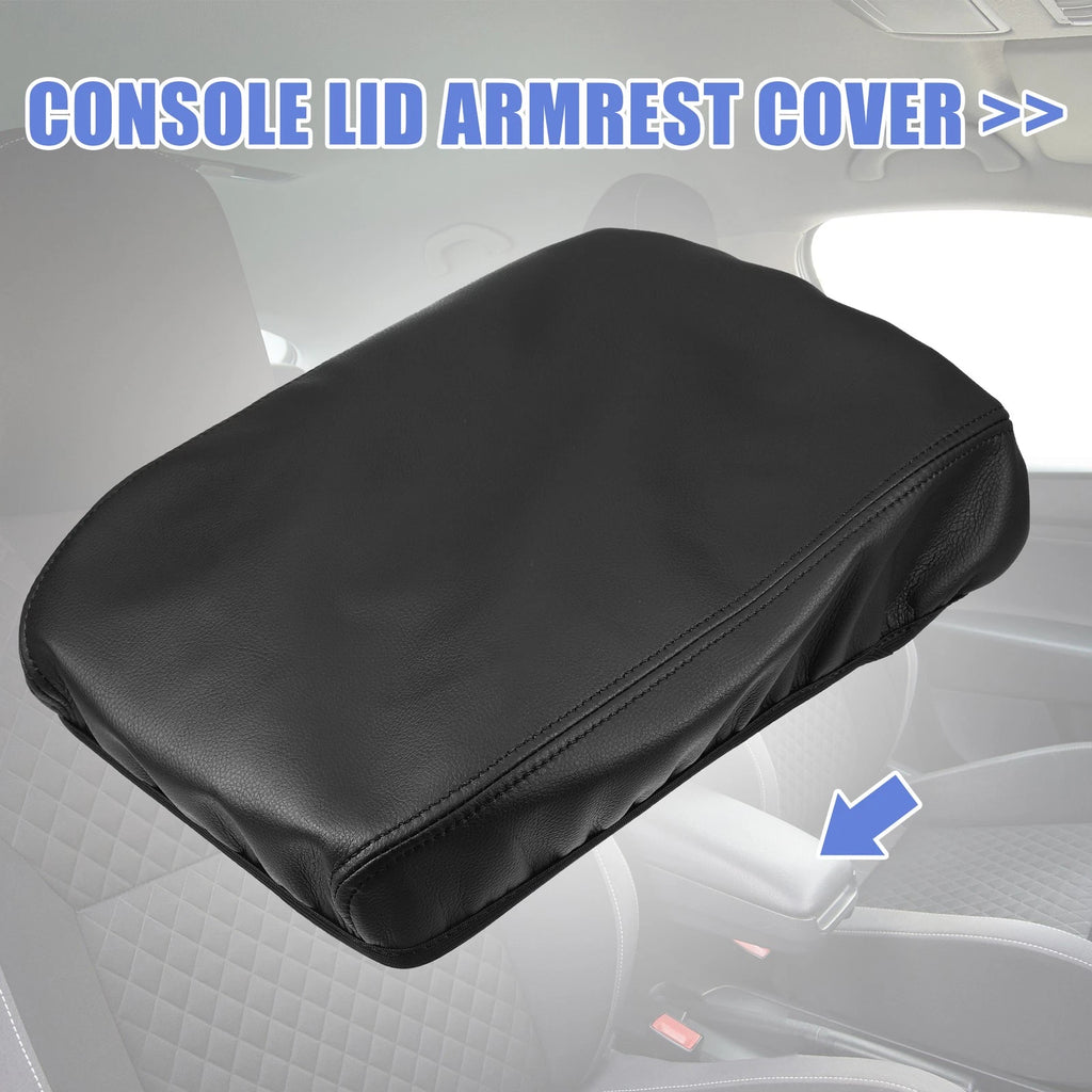 Armrest Box Cover Protector for Volkswagen  - Faux Leather, Black Stitches
