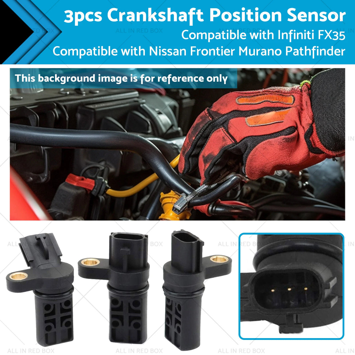 3X Crankshaft Position Sensor for Nissan Altima Pathfinder Quest Infiniti G35 (2002–2008)