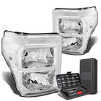 Pair Chrome Clear Corner Headlight Lamps for Ford Super Duty (2011–2016)