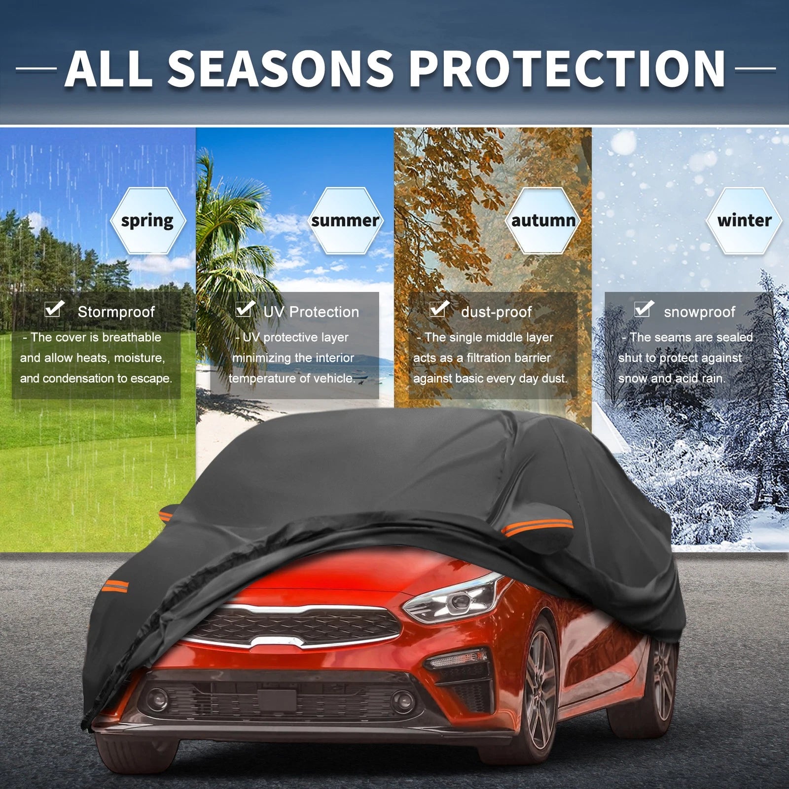 Waterproof 210D-PU Car Cover for Kia Forte Sedan (2010–2023)