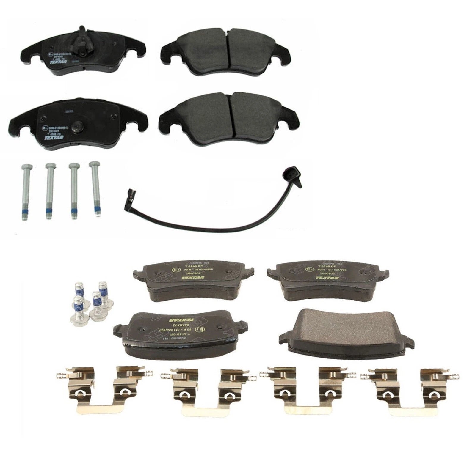 Set of 4 Textar Front & Rear Brake Pads with Shims for Audi A4 S4 S5 (2009–2023)