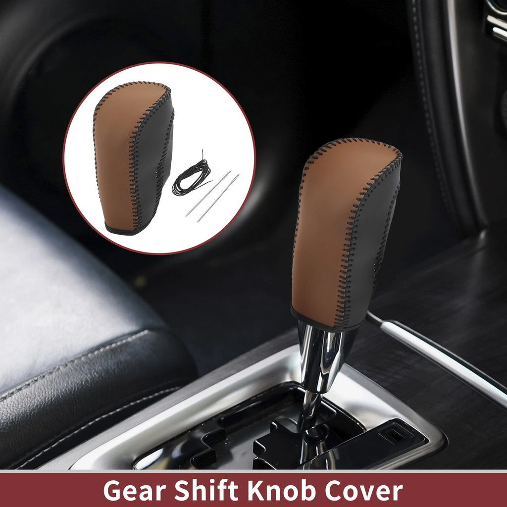 1Pc Gear Shift Knob Cover for Ford Fiesta (2009–2012) Brown Faux Leather