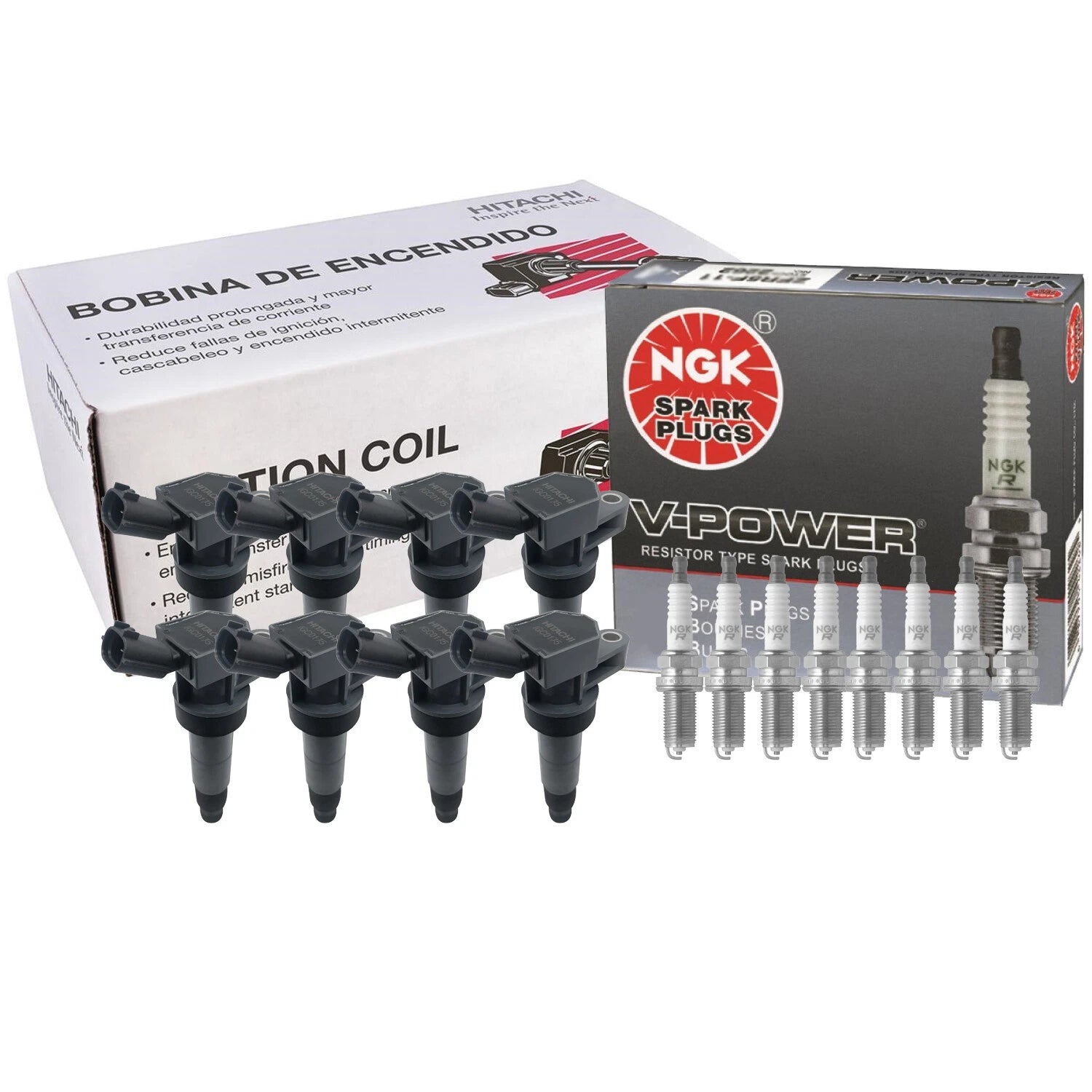 Set of 8 Ignition Coils & NGK V-Power Spark Plugs for Kia Borrego (2009–2011)