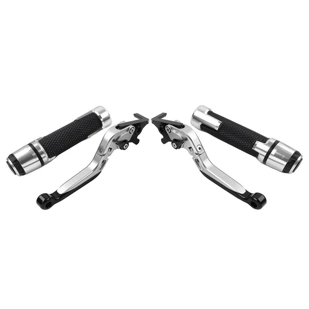 Silver Extendable Brake Clutch Levers & Handlebar Grips for Aprilia Tuono V4