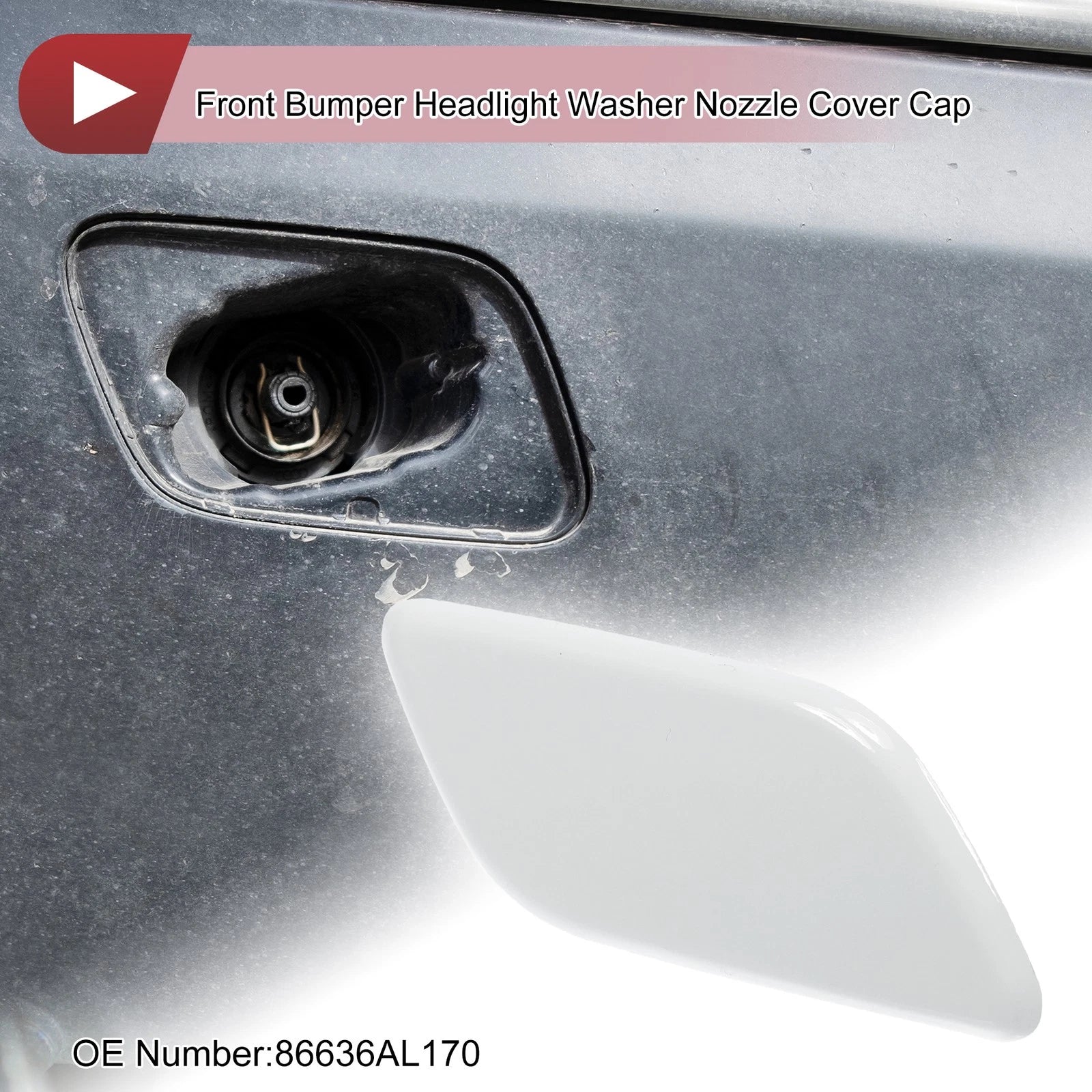 Front Right Washer Nozzle Cover Cap for Subaru Outback (2010–2018) White