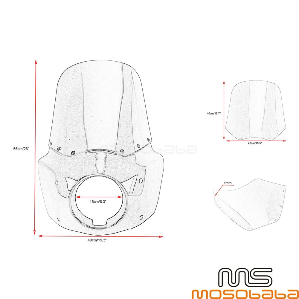 Front Fairing Windshield LED Hi/Low Headlight for Softail Low Rider S (20-23)