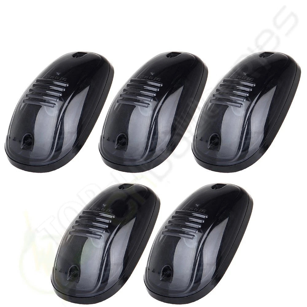 Set of 5 Cab Marker Roof Light Smoke Cover + Base Housing for Dodge Ram 2500 3500 (2003–2018)