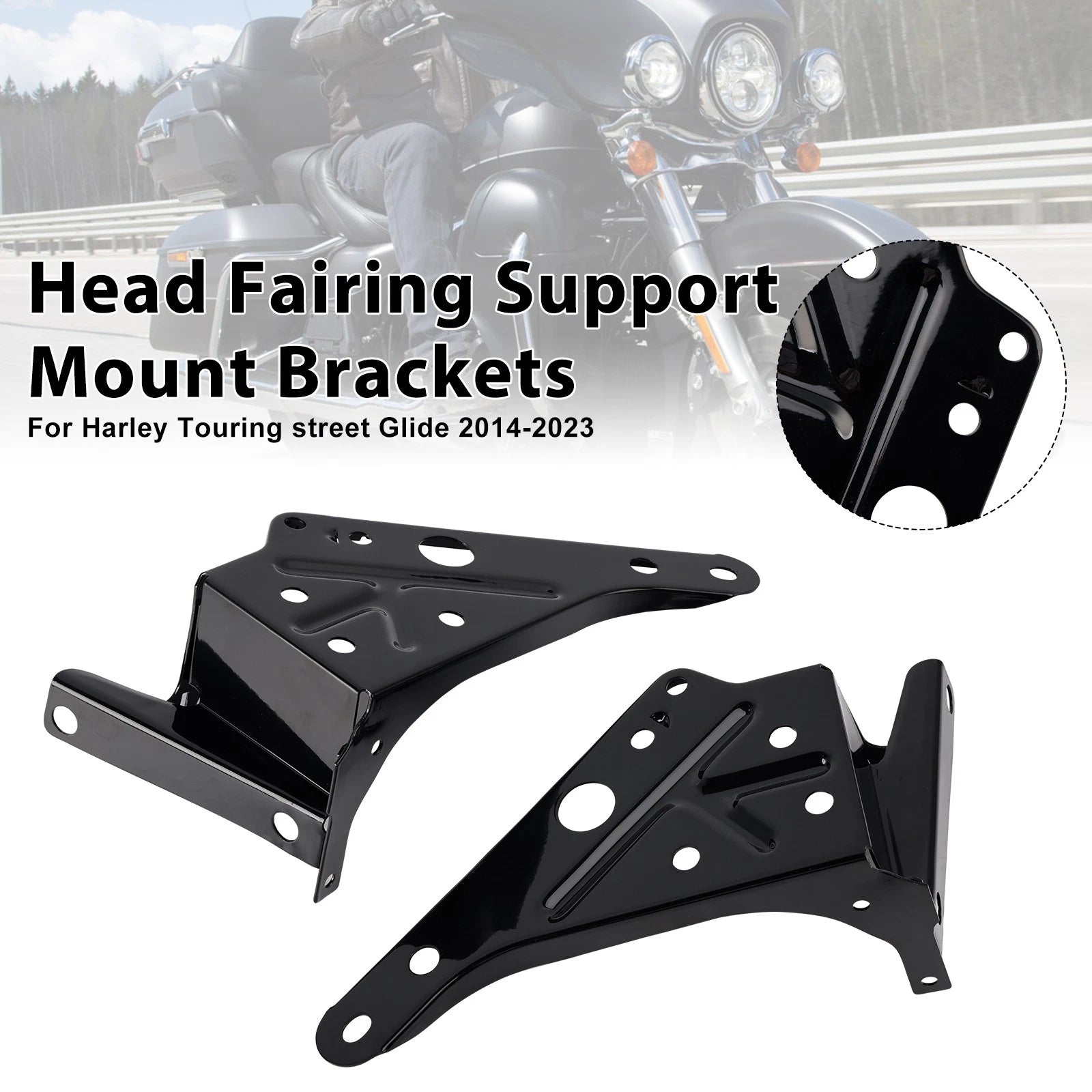 Set of 2 Head Mount Brackets for Harley Touring Street Glide (2014–2023)
