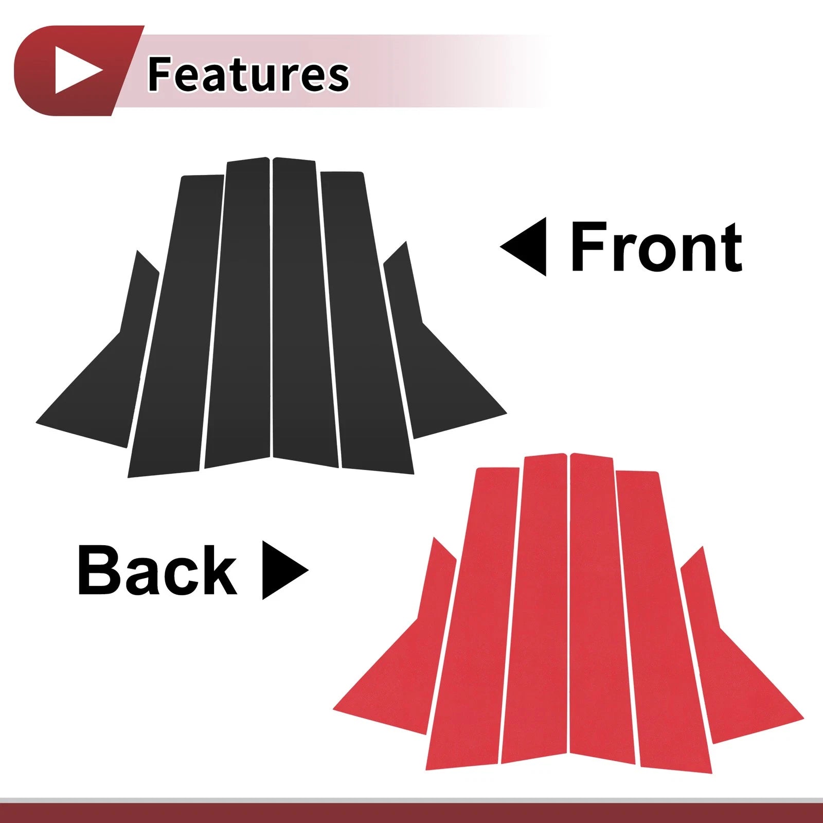 6 Pcs Door Pillar Window Trim for KIA Rio (2012–2015) Black