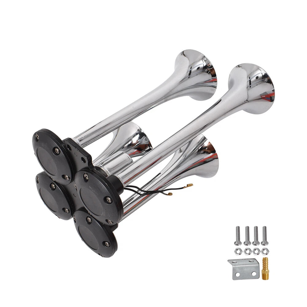 4 Horn Air Horn Kit for Train Semi Truck Boat RV (LOUD 150 dB)