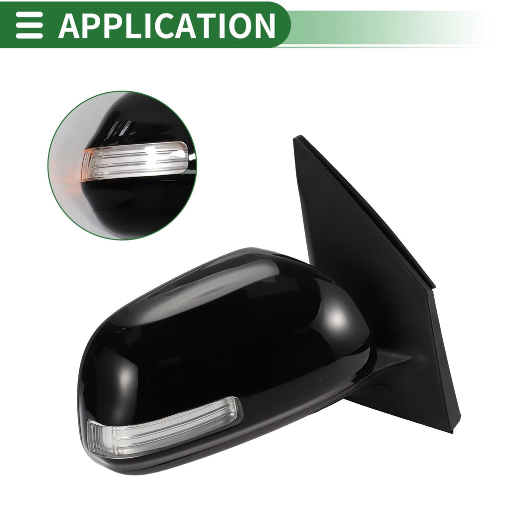 Right Side Door Mirror for Toyota RAV4 (2009–2012) Manual Folding Gloss Black