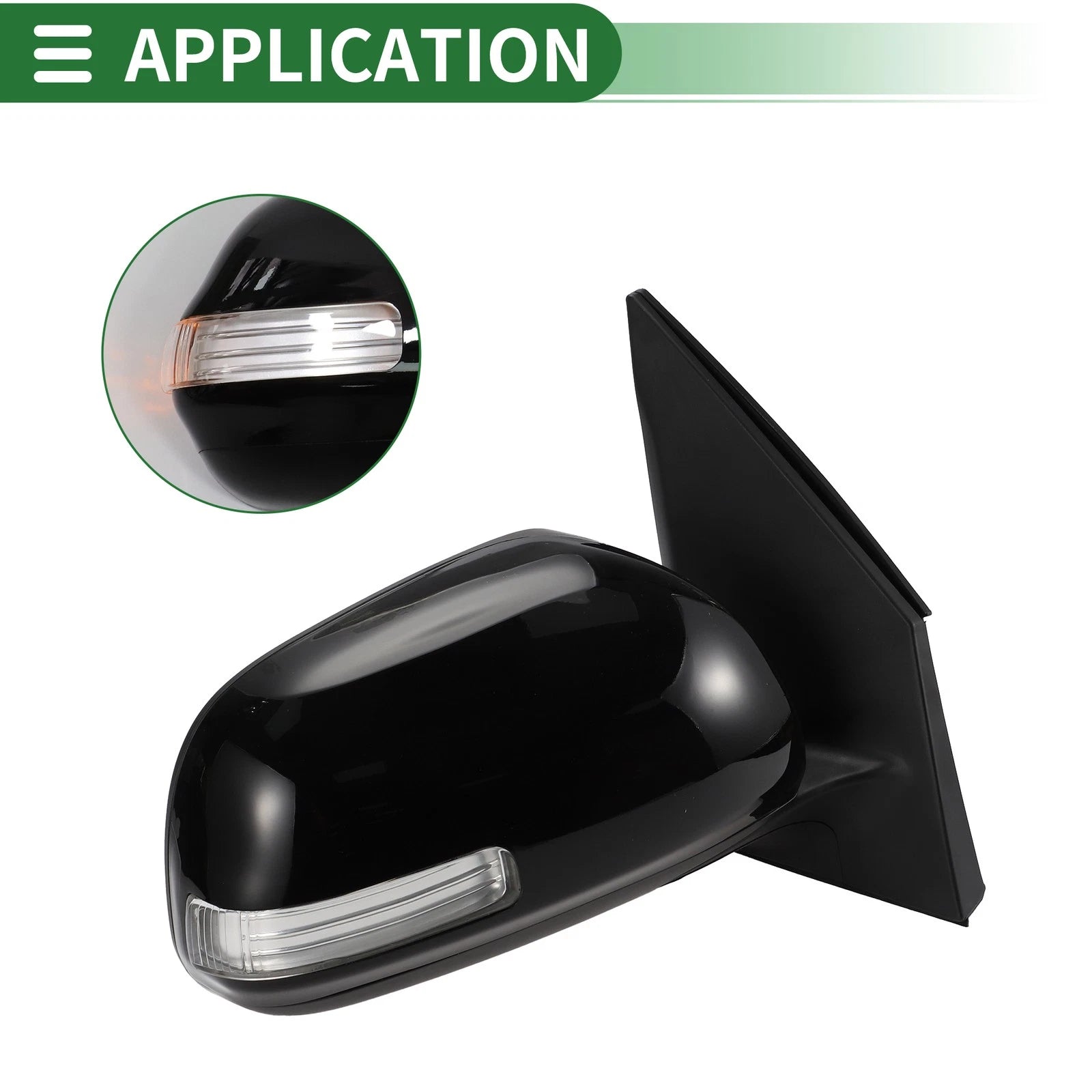 Right Side Door Mirror for Toyota RAV4 (2009–2012) Manual Folding Gloss Black