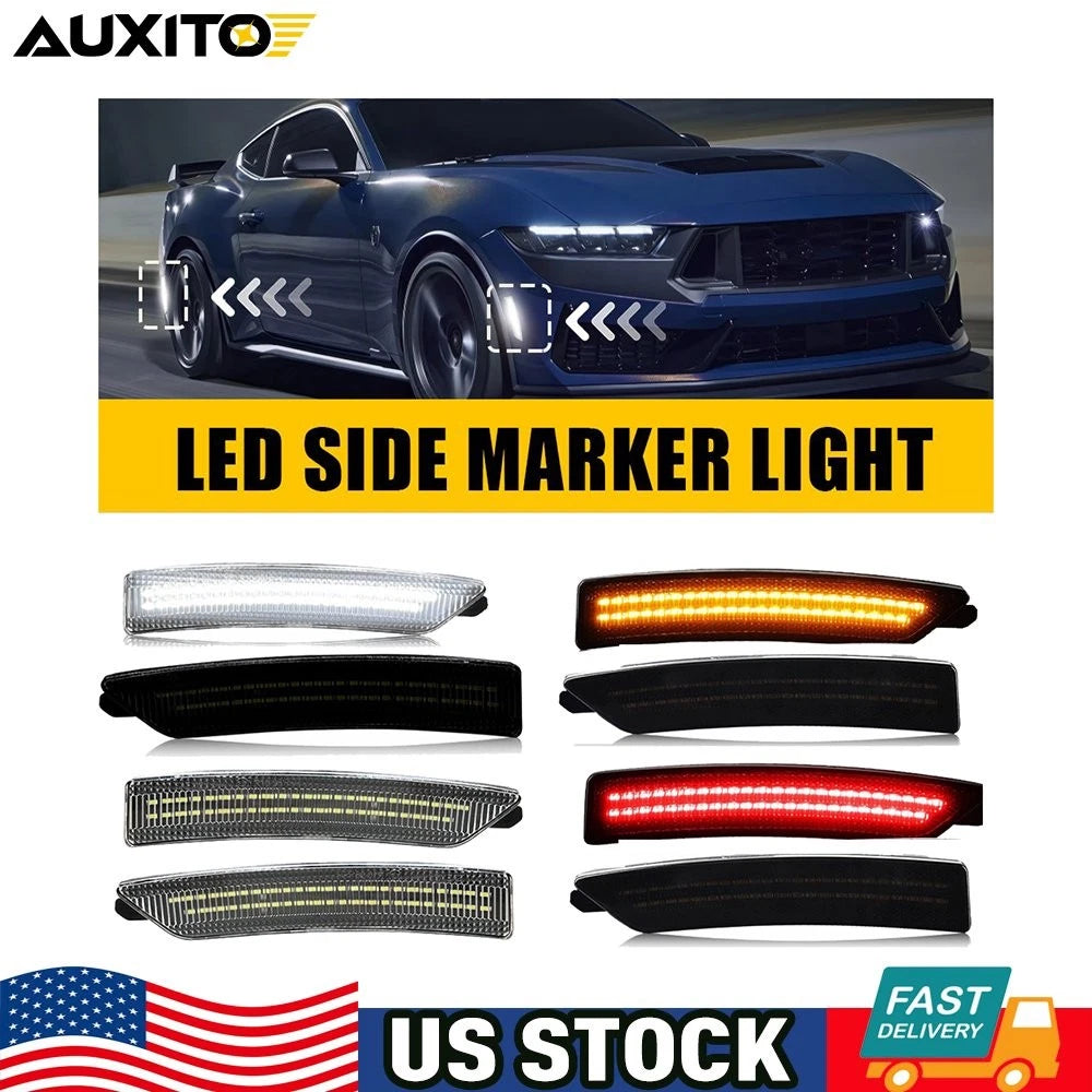 Smoked Clear Lens LED Fender Lights for Ford Mustang (2024–2025)