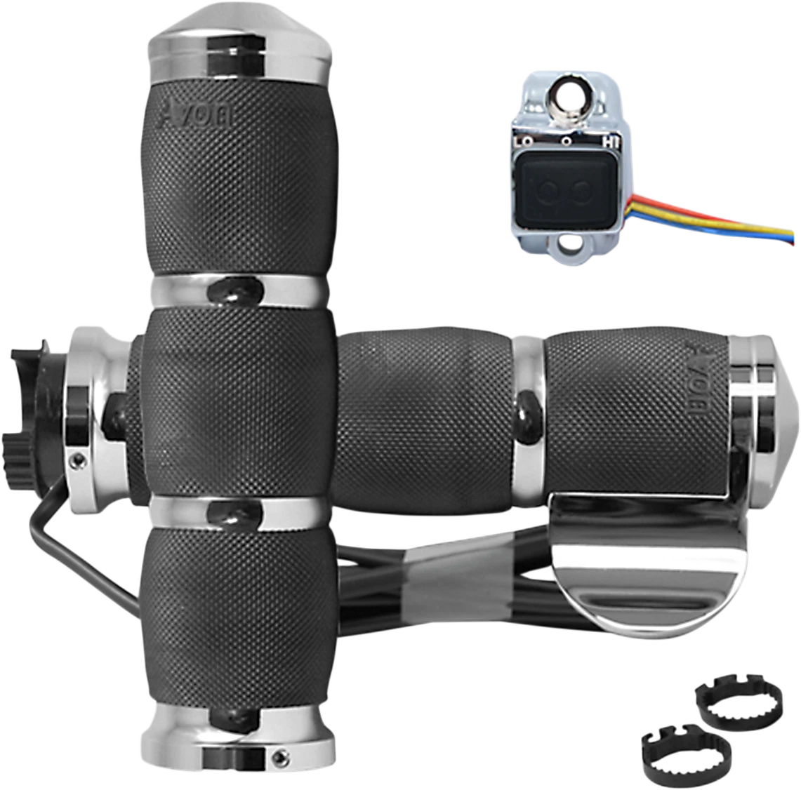 Heated Grips for Metric Motorcycles - Air Cushion, Throttle Boss, Chrome