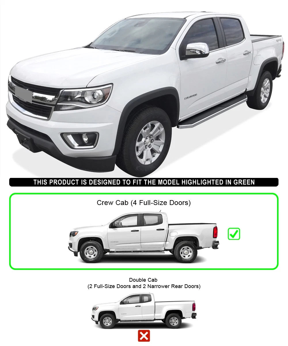 Set of 2 Polished 6" Side Steps for Chevy Colorado GMC Canyon (2015–2026)