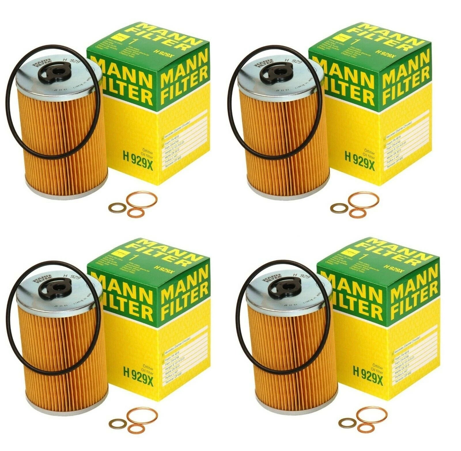 Set of 4 Mann Engine Oil Filters for Mercedes R107 W108 W114 W116 W123