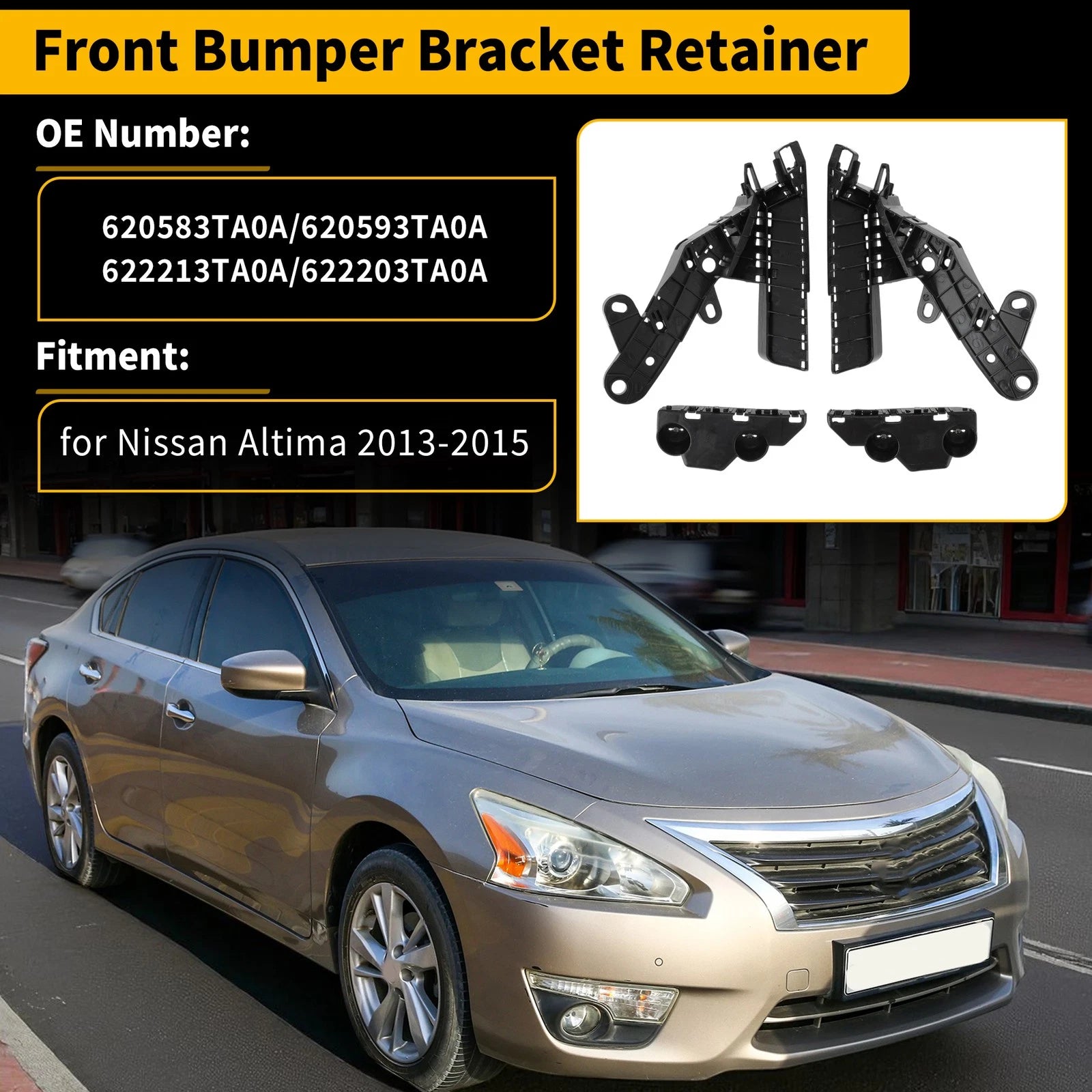 Set of 1 Front Bumper Bracket Retainer for Nissan Altima (No. 620583TA0A/622213TA0A)