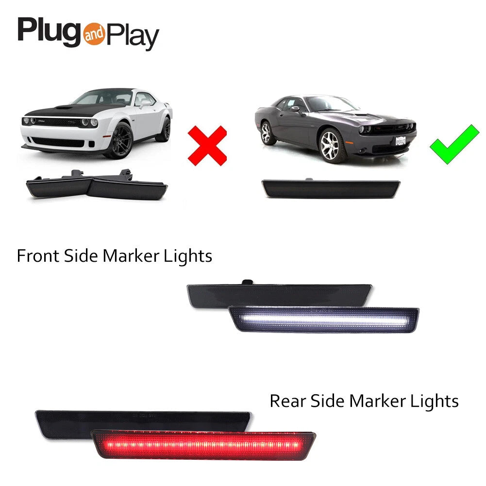 LED Front & Rear Side Marker Lights for Dodge Challenger (2015–2023)