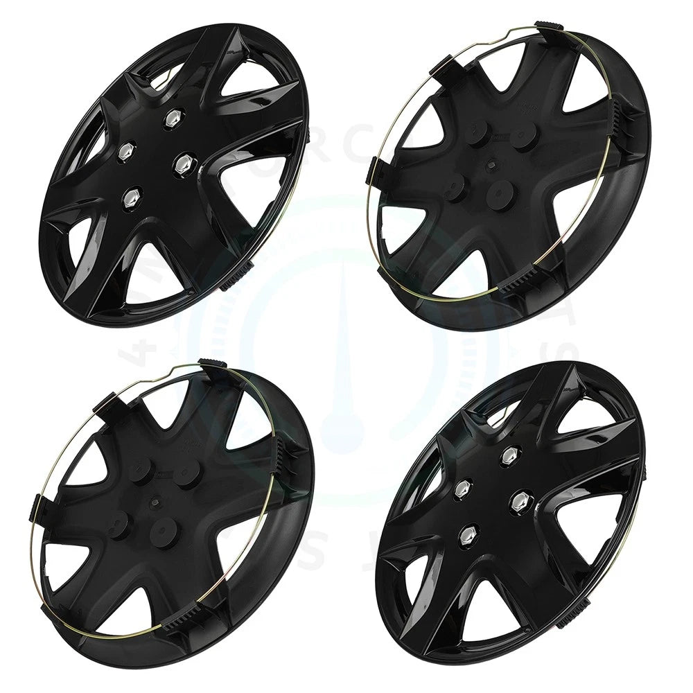 Set of 4 Black 14" Wheel Hub Caps for R14 Tires (Fits 4 Lug)