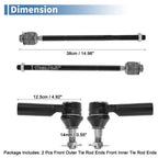 Set of 4 Front Inner Outer Tie Rod End Links for Dodge Ram 1500 (2011–2015)