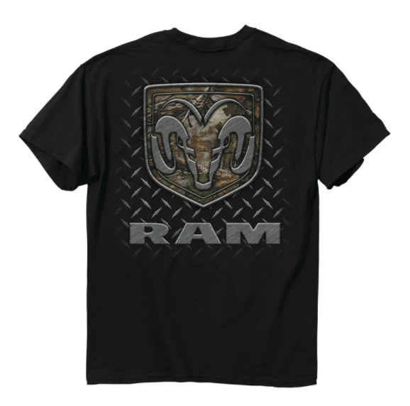 Licensed Dodge Ram Trucks Logo Camouflage Black T-Shirt for Men (Unisex)