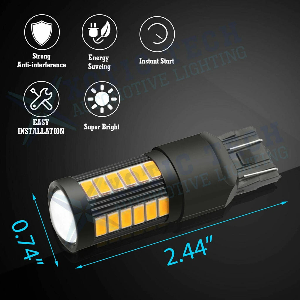 Amber LED Rear Turn Signal Light Bulbs for 2Pcs (7440-7444) (990-991)