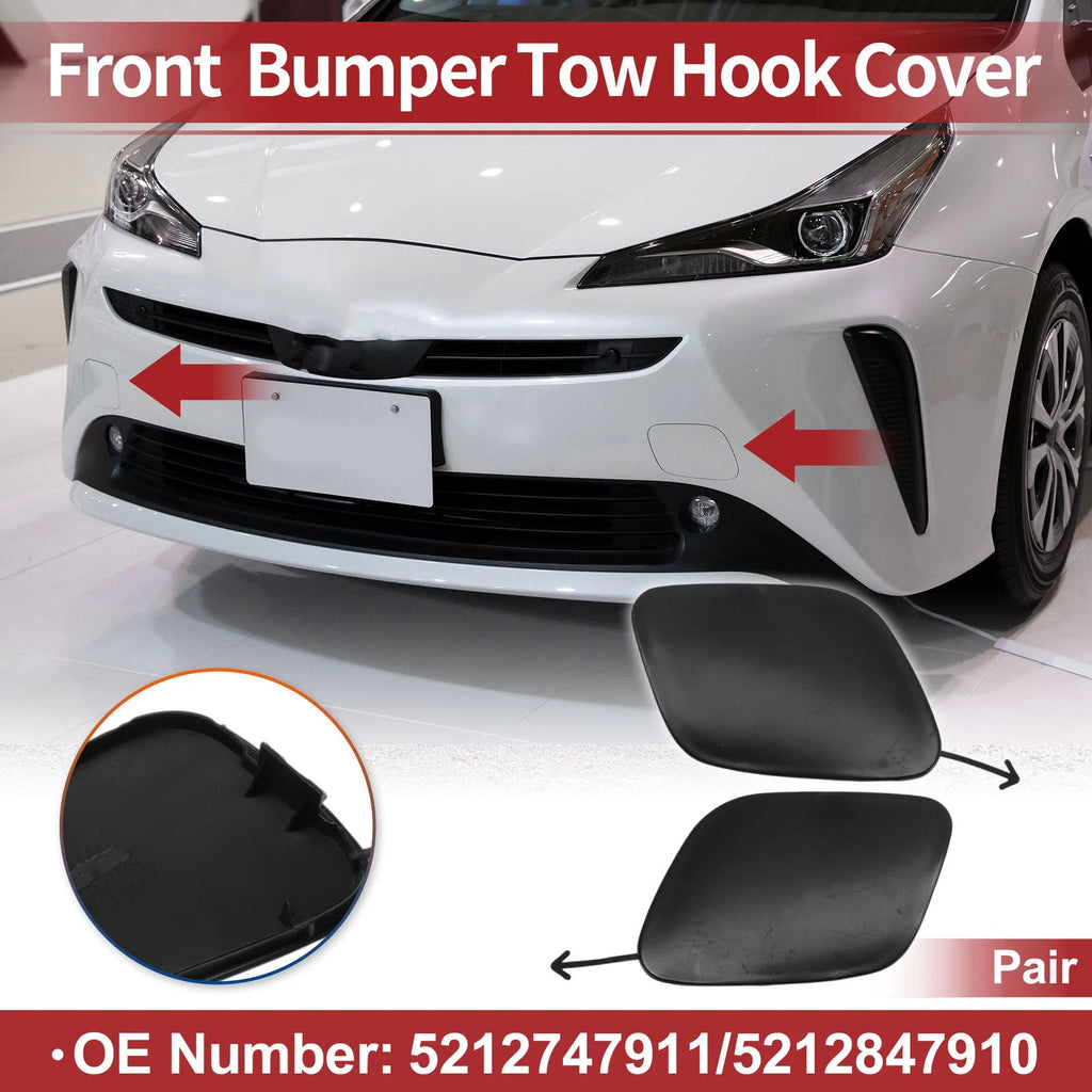 Set of 2 Front Tow Hook Cover Caps for Toyota Prius (2019–2022) No. 5212747911 Black