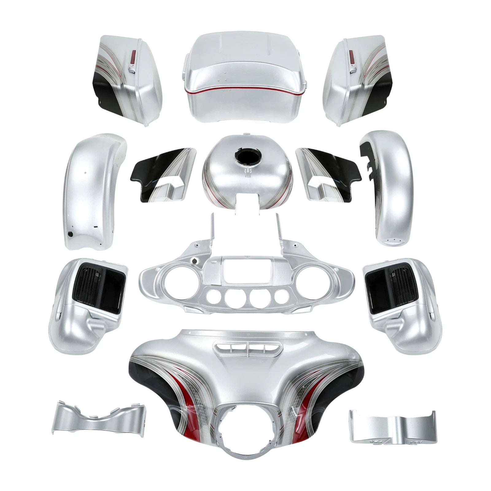 Fairing Bodywork for Harley CVO Street Glide (2014–2023) Candy Red/Silver