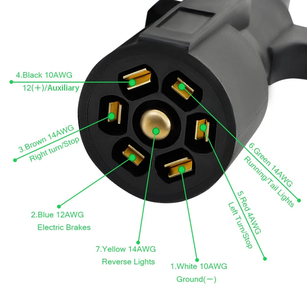 7-Way Trailer Cable Cord Connector for Various Models (12 Feet)