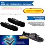 Smoke Amber LED Front Bumper Side Marker Lights for Honda Civic Si (2002–2005)