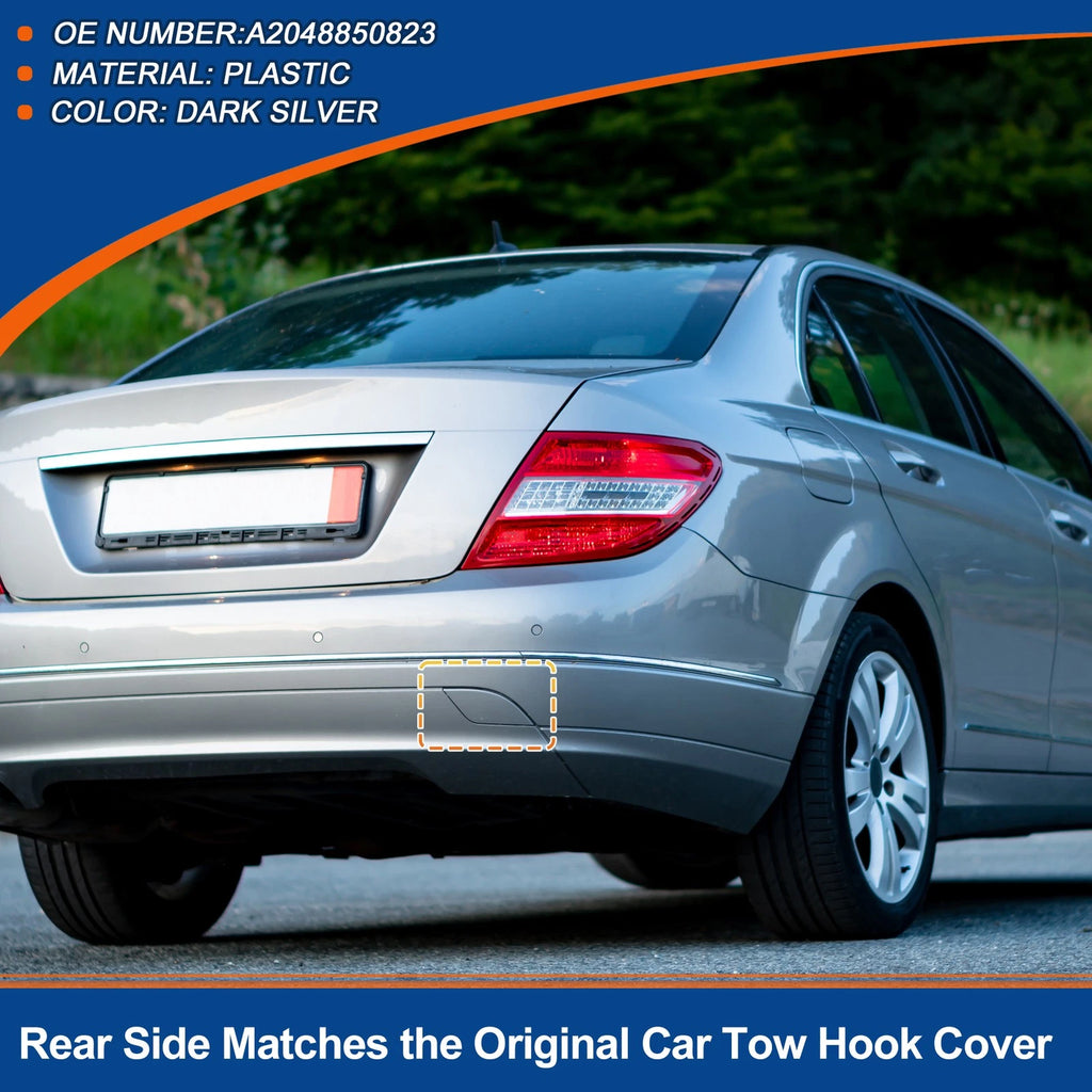 Rear Car Bumper Tow Hook Cover for Mercedes-Benz W204 (2007–2014) No.A2048850823 Dark Silver