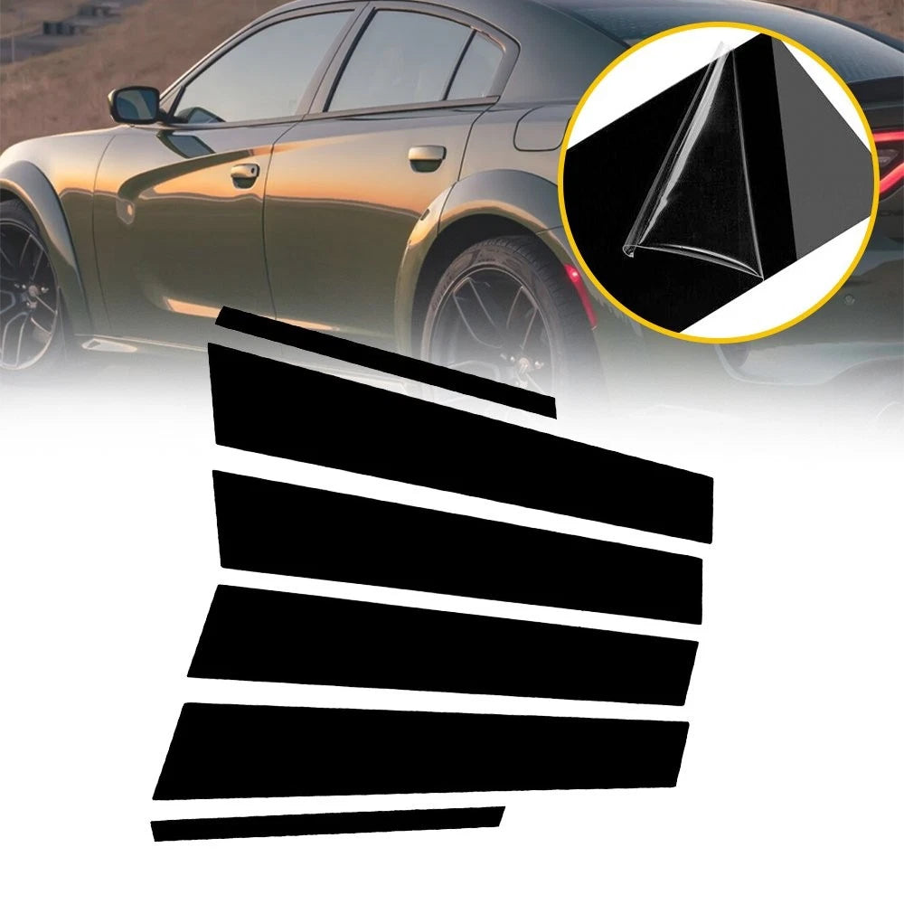 6pcs Piano Black Pillar Posts for Dodge Charger (2011–2021)