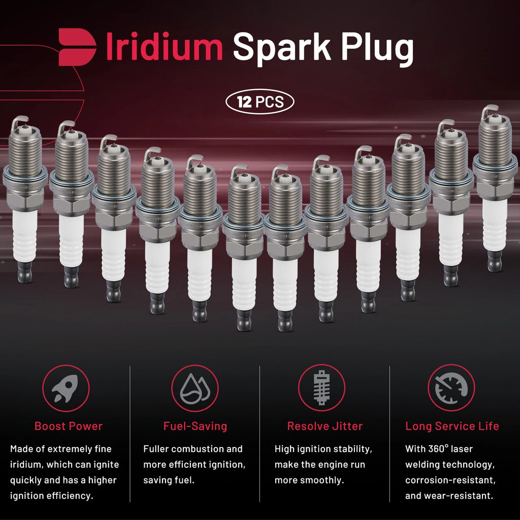 Set of 12 Iridium Spark Plugs 2382 for Isuzu Amigo Axiom Rodeo (1998–2004)