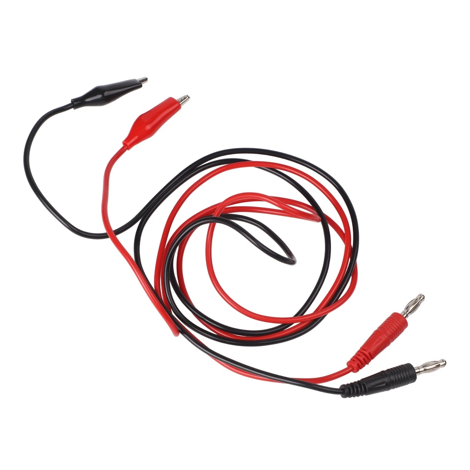 Set of 2 Test Leads 3ft with Banana to Crocodile Clips for Quick Connections