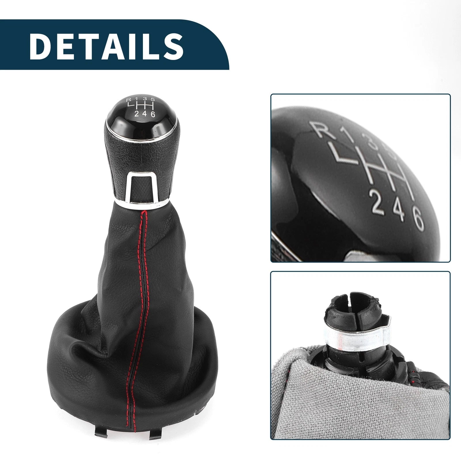 6 Speed Gear Shift Knob with Cover for Volkswagen Touran (2003–2010) Faux Leather