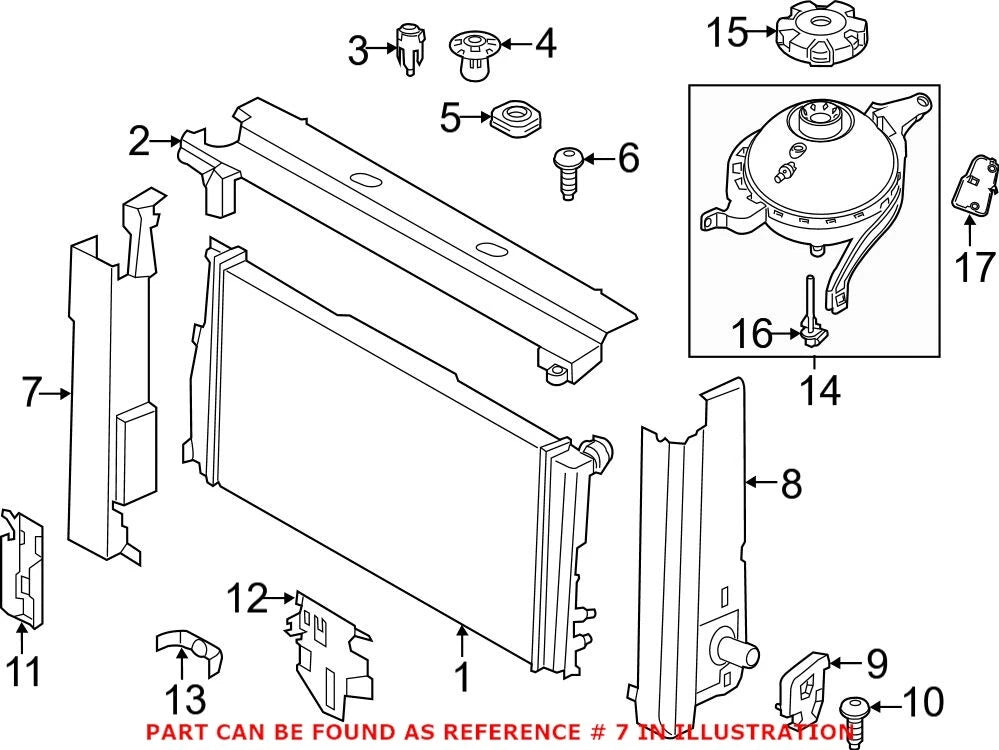 Radiator Support Side Panel for BMW (OEM 17117618772)