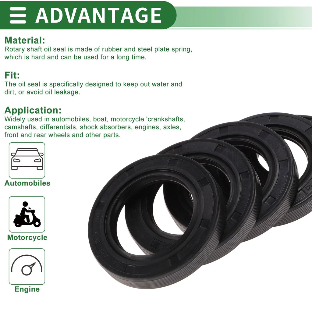 Set of 5 Oil Seals NBR Rubber 40x62x10mm for Various Models 