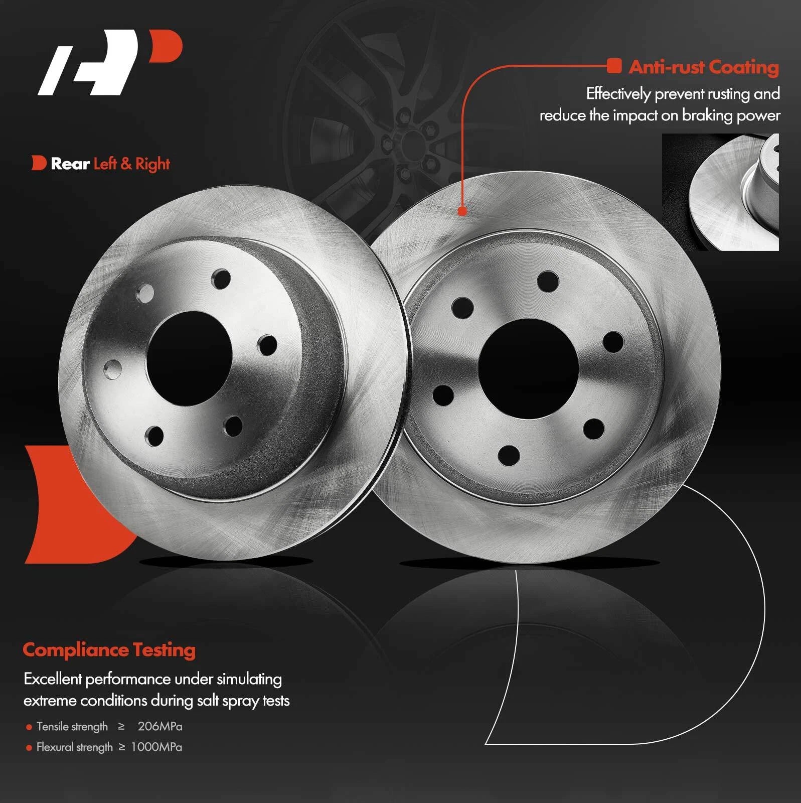 Rear Disc Brake Rotors for Chevy Silverado 1500 GMC Sierra 1500 (2001–2006)