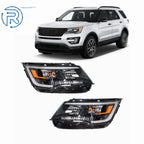 Pair of Black Halogen Headlights with LED DRL for Ford Explorer (2016–2019)