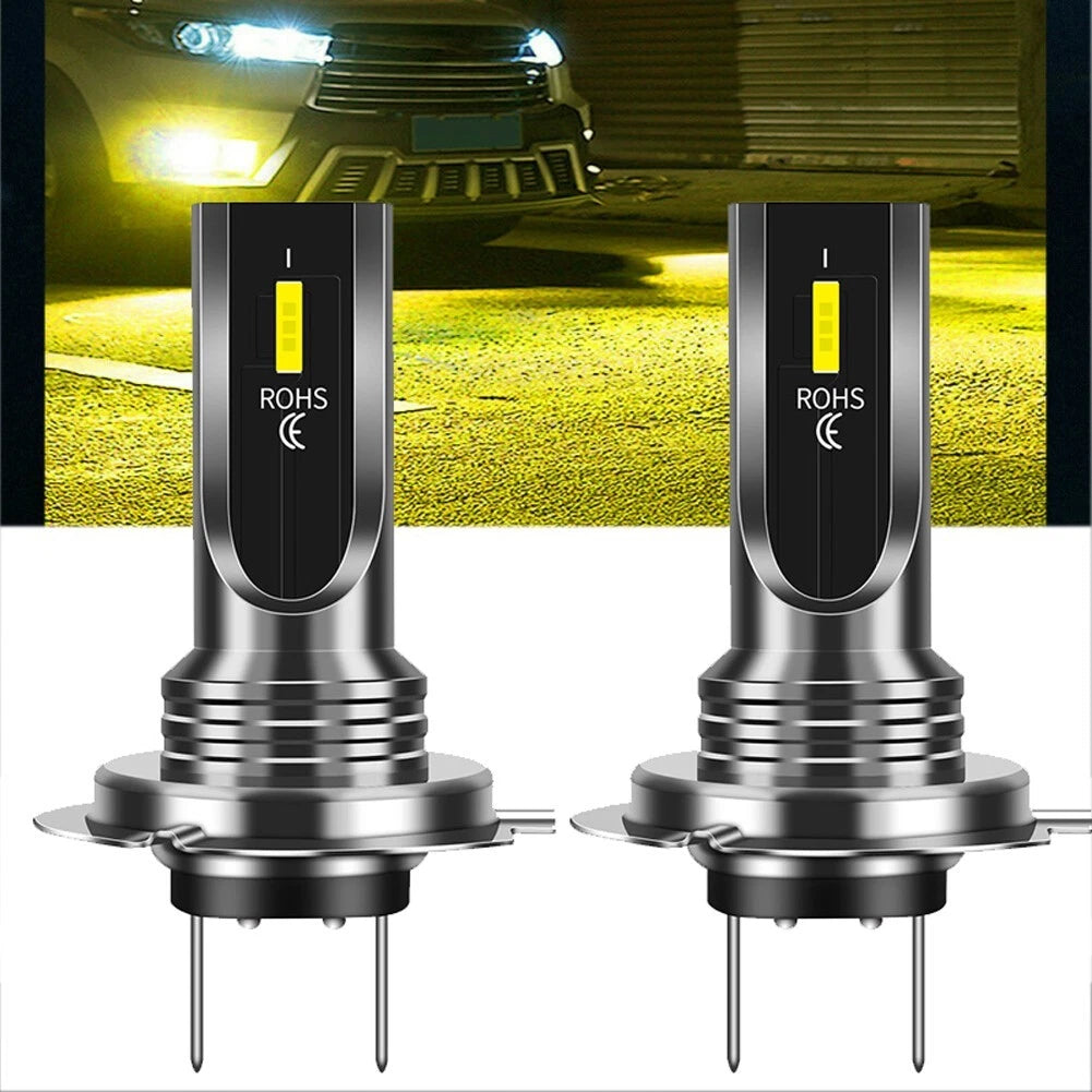 2X H7 LED 6SMD Headlight Bulbs Kit Yellow 3000K for Hi/Low Beam