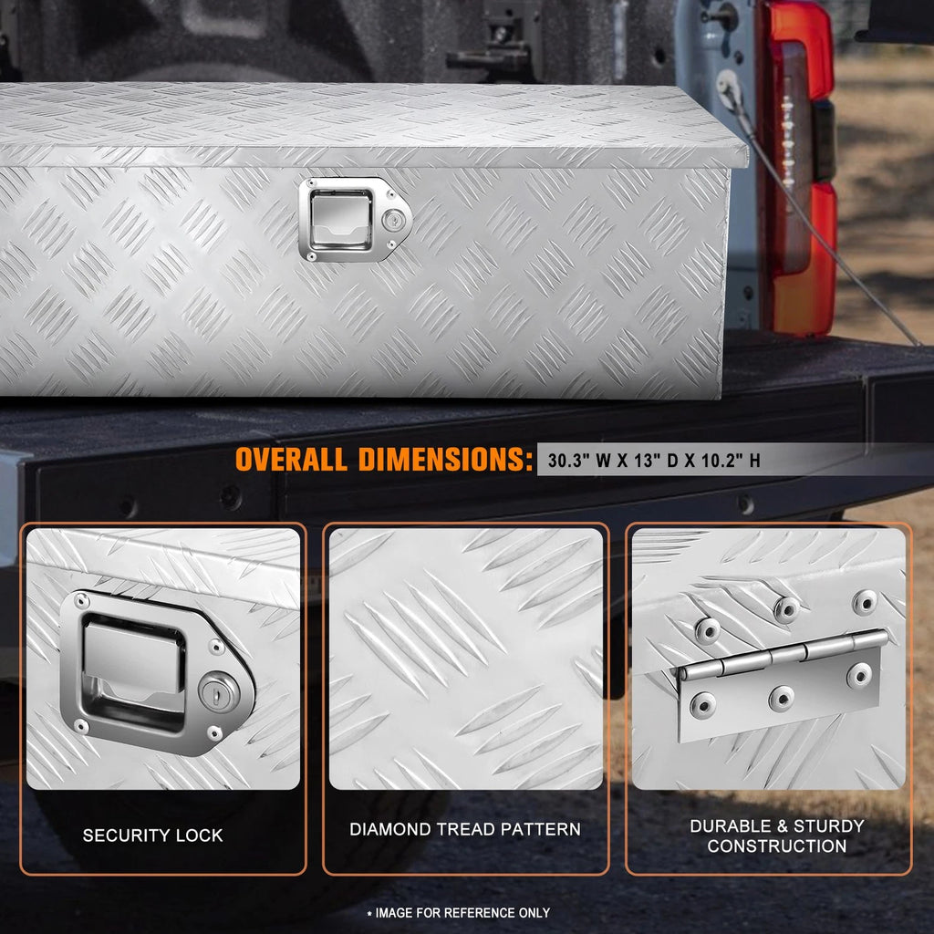 Diamond Tread Aluminum Recessed Side Handle Truck Tool Box (30.3"x13"x10.2")