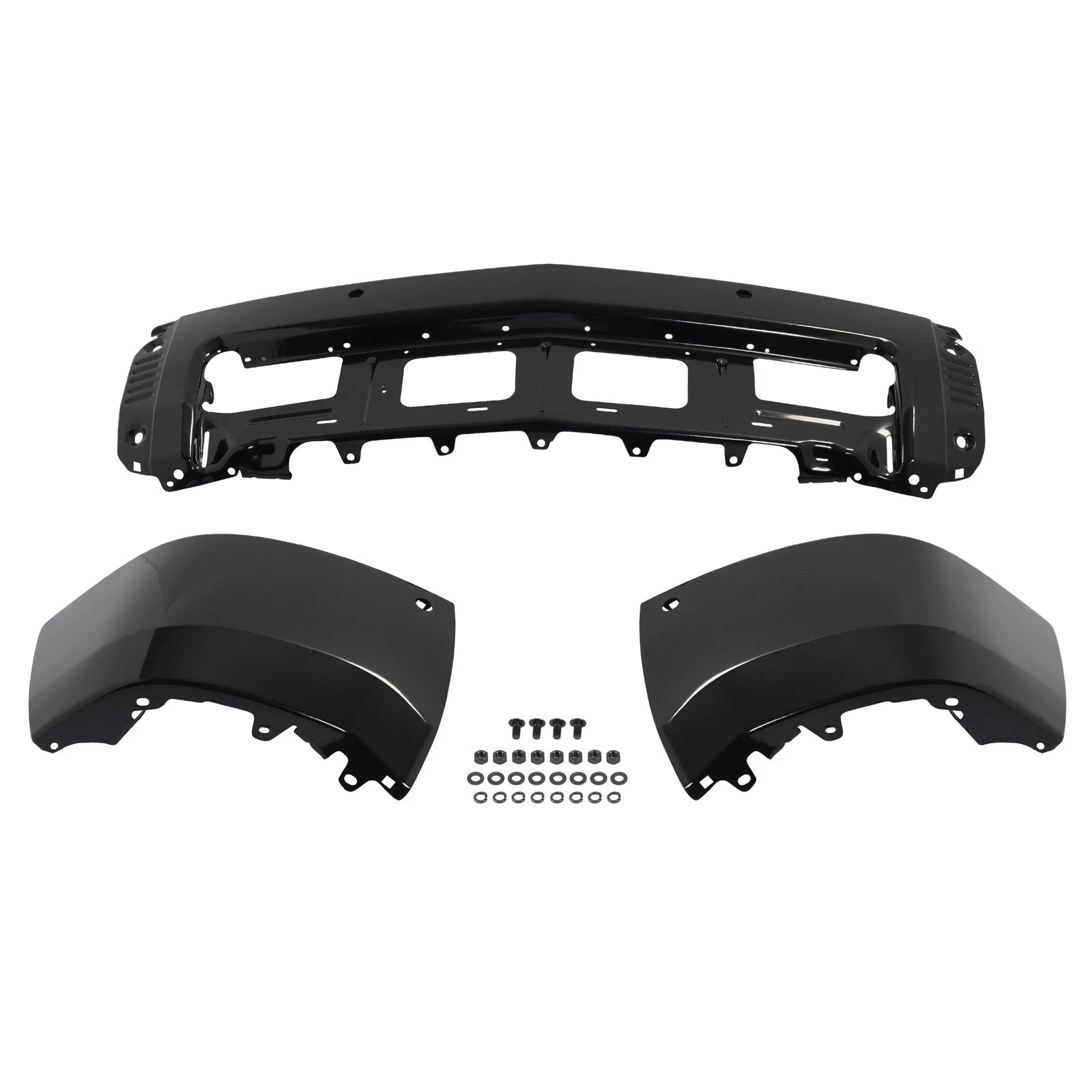 Front Bumper Face Bar for Chevrolet Silverado 1500 (2014–2015) Black W/o Fog Holes
