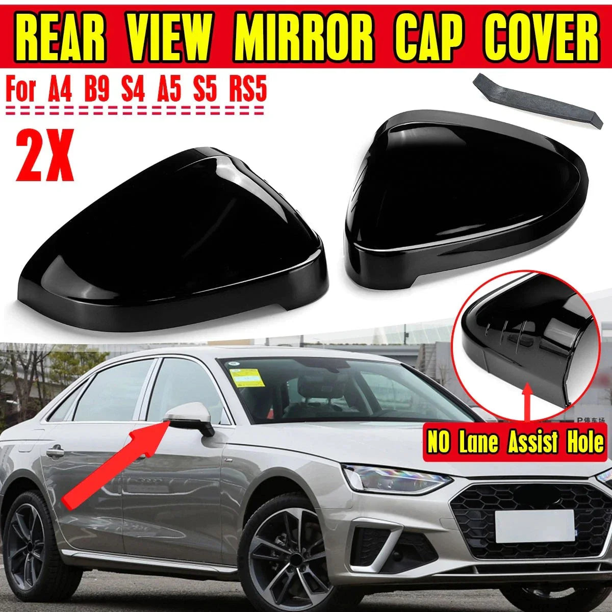Mirror Cover Cap Gloss Black for Audi A4 S4, A5 S5 RS5 (2017–2025)