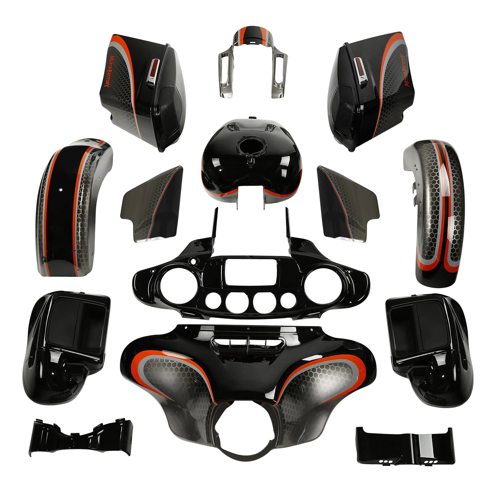 Fairings for Harley CVO Street Glide (2014–2023) Black Honeycomb Fade