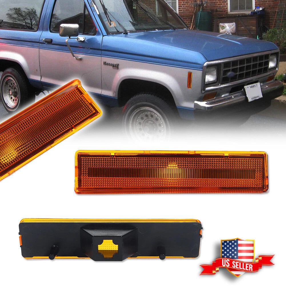 2X Amber Lens Front Side Marker Light Housings for Ford F150 F250 F350