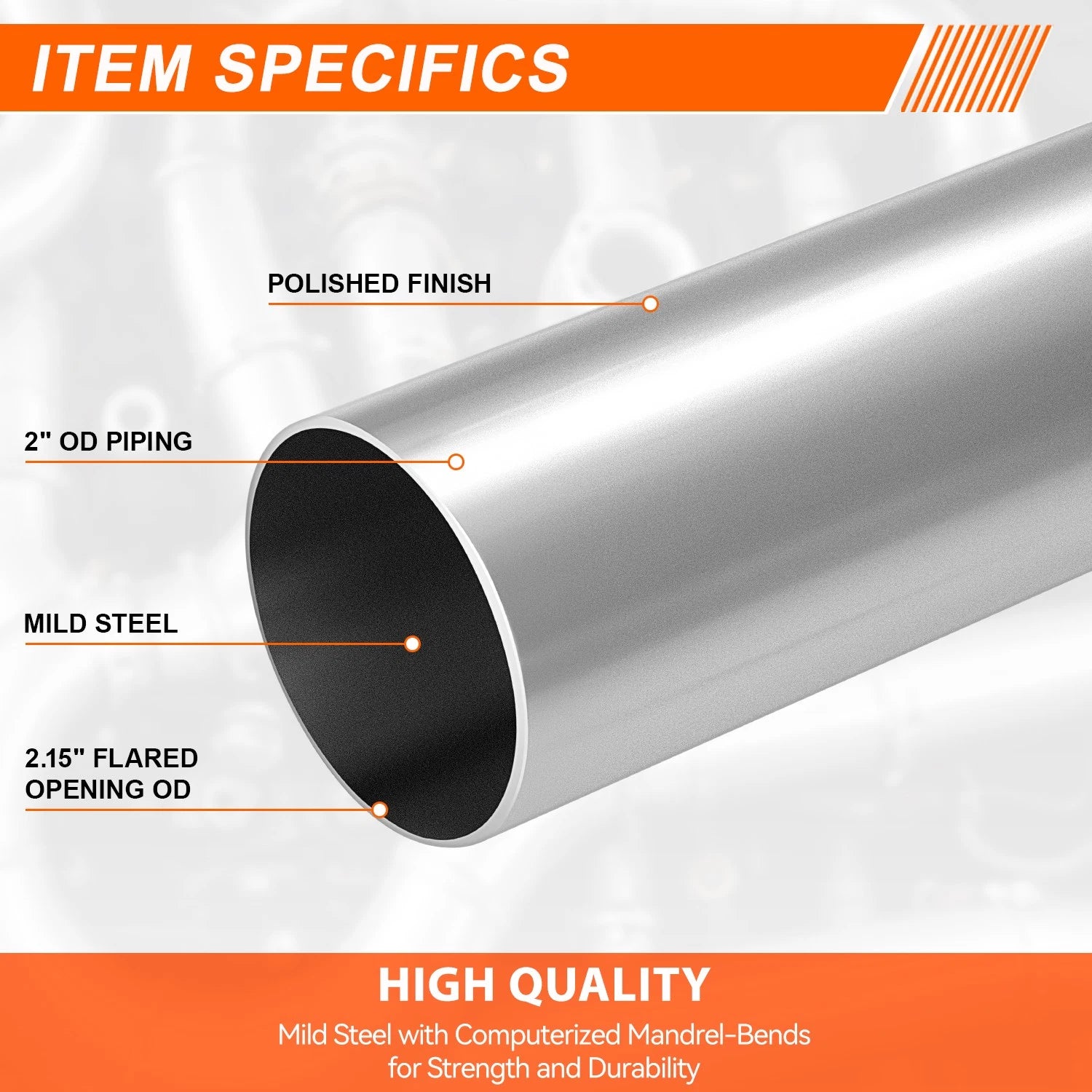 2" OD Mild Steel 180 Degree Slip Fit Exhaust U-Bend for Custom Applications