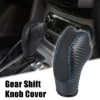Gear Shift Knob Cover for Toyota C-HR (2018–2019) - Black Faux Leather, Blue Stitches